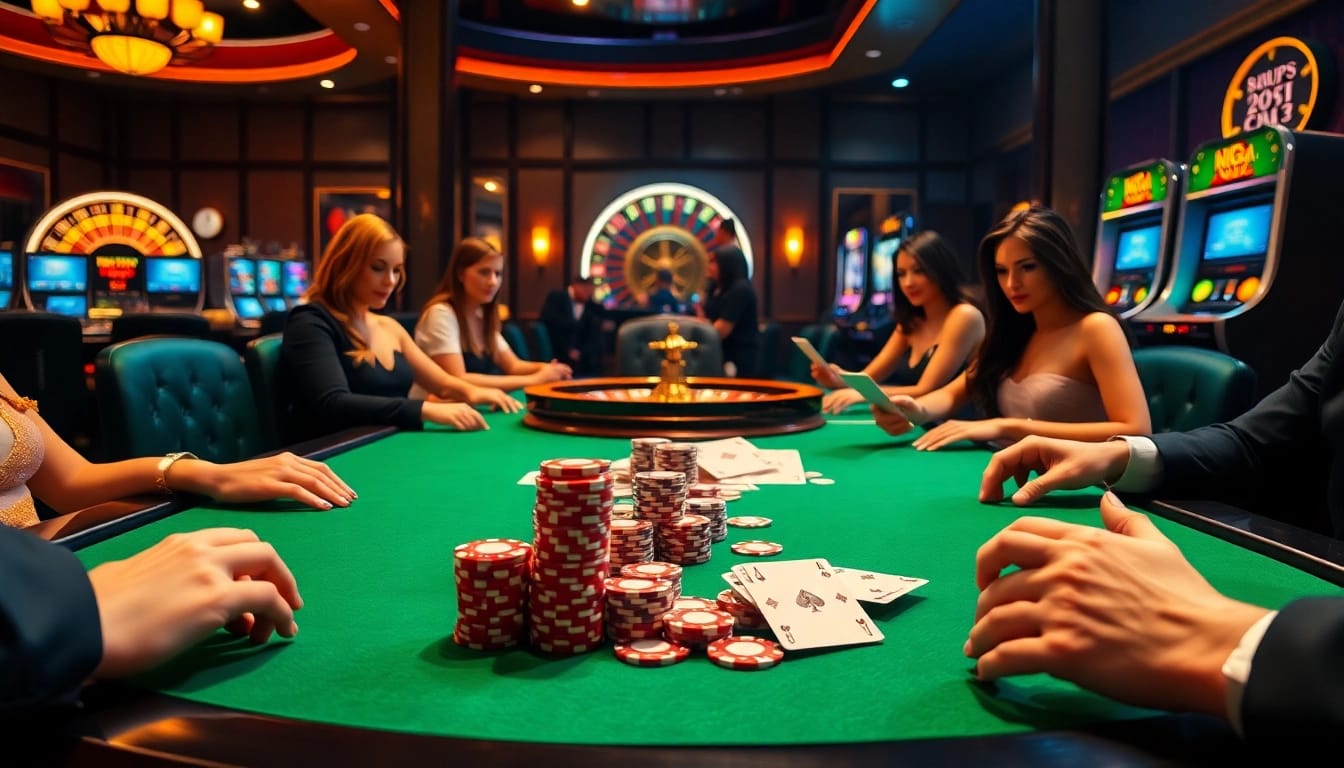 Engaging poker gameplay at a luxurious casino table with elements from https://rr88co.net/ enhancing the excitement.