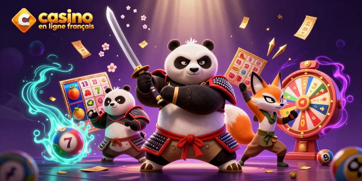 Jouez à vos jeux favoris de casino en ligne français avec des symboles colorés et des personnages animés.