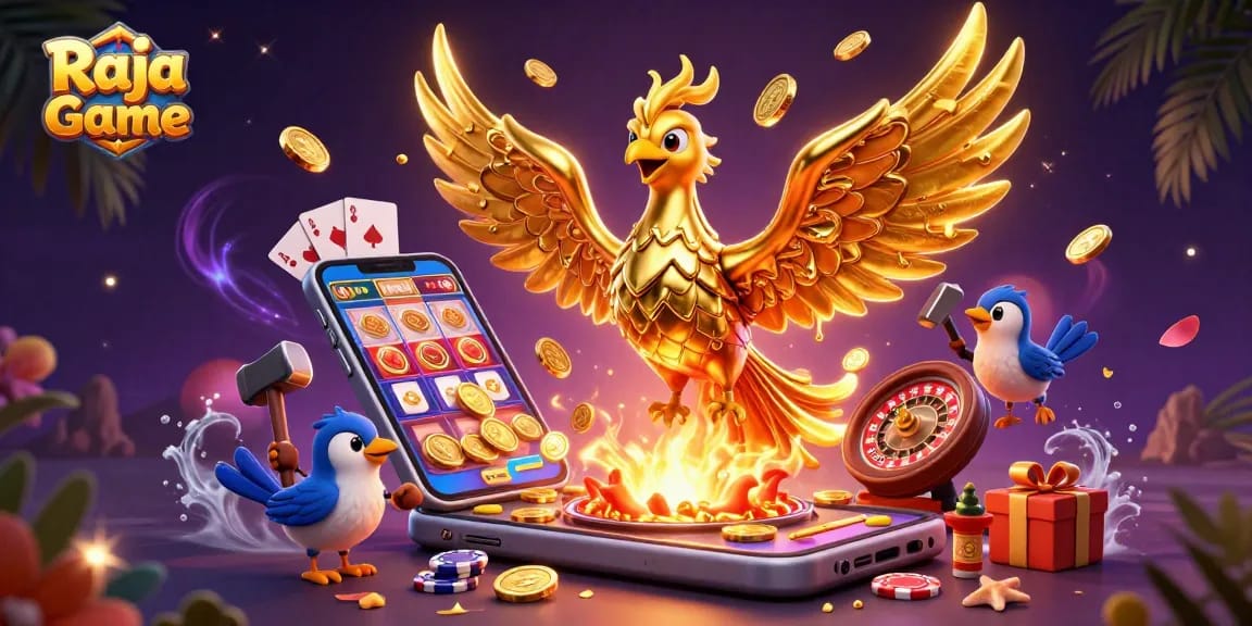 Experience thrilling wins with Raja Game amidst a vibrant, captivating casino environment.