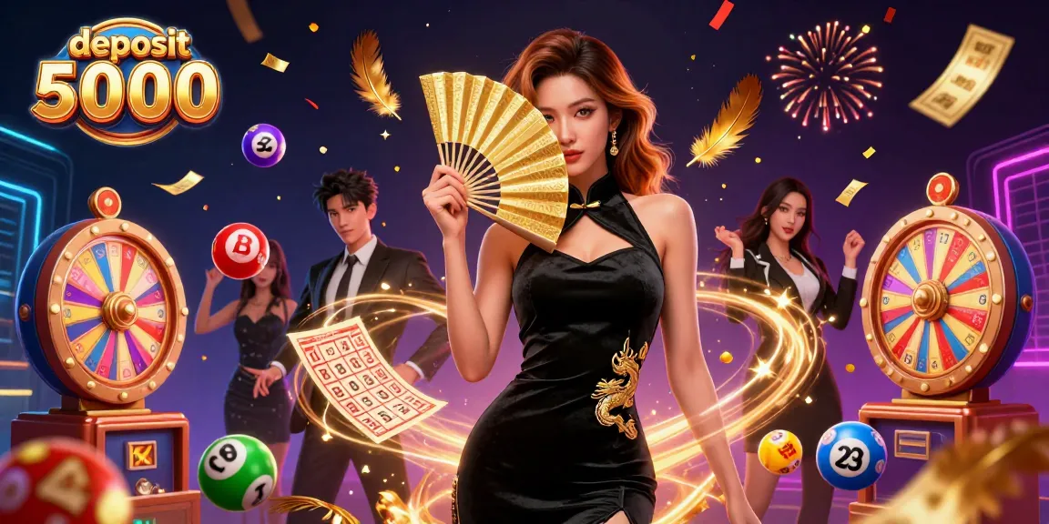 Engage in thrilling casino action with a deposit 5000 as a beautiful Asian woman welcomes fortunes.