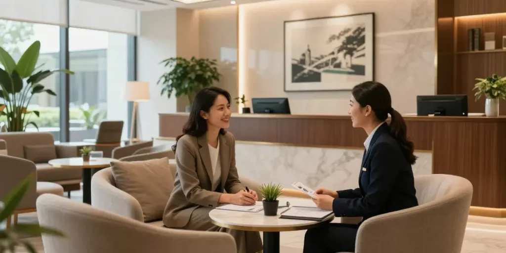 이천오피의 고급스러운 서비스 공간과 고객 상담 모습