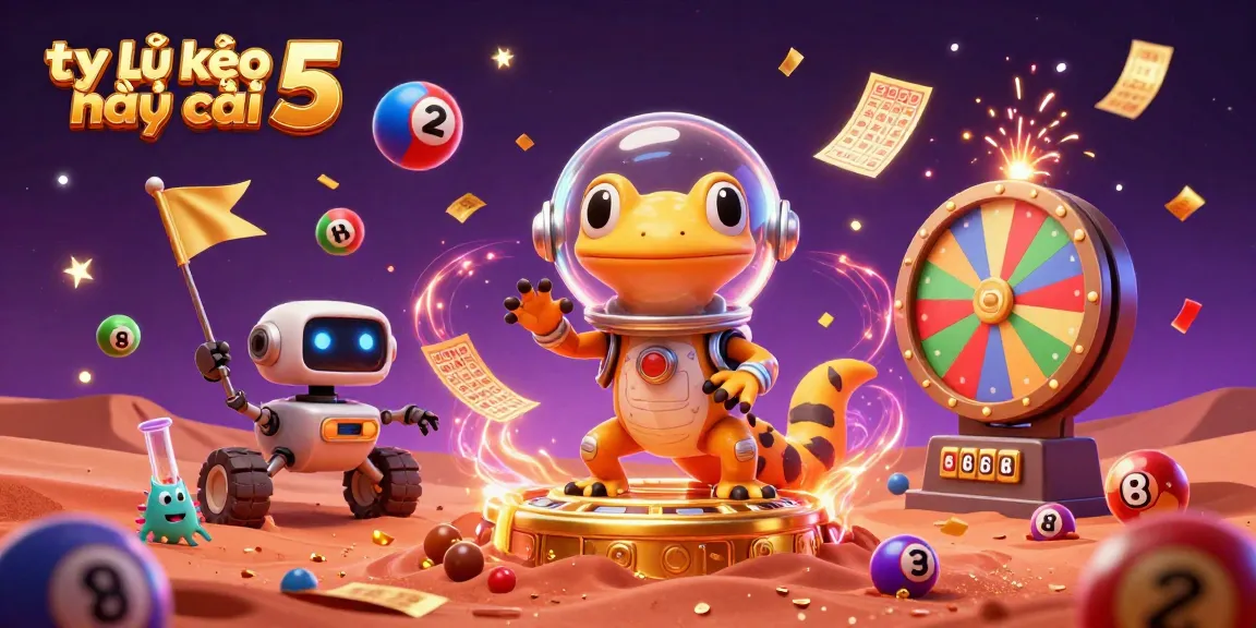 Experience the exciting world of tỷ lệ kèo nhà cái 5 with vibrant aliens discovering gambling treasures.