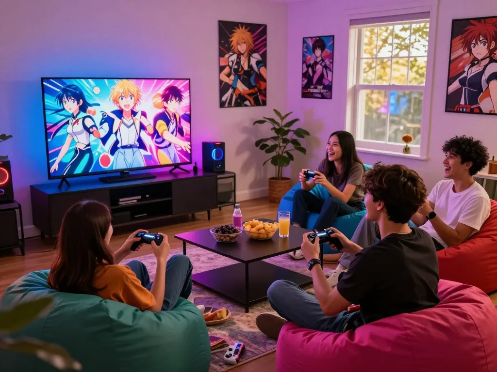 Play porn games with friends in a lively gaming session, showcasing popular adult visual novels.