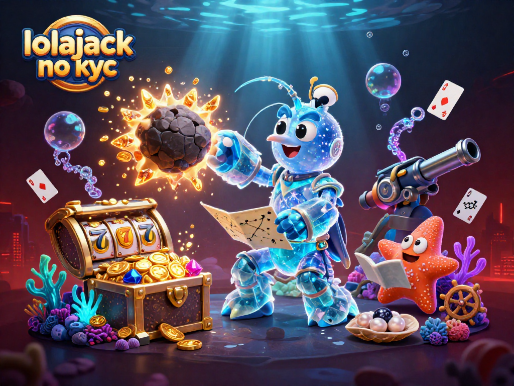 Engage with lolajack no kyc to explore a galaxy of casino treasures in this vivid 3D illustration.