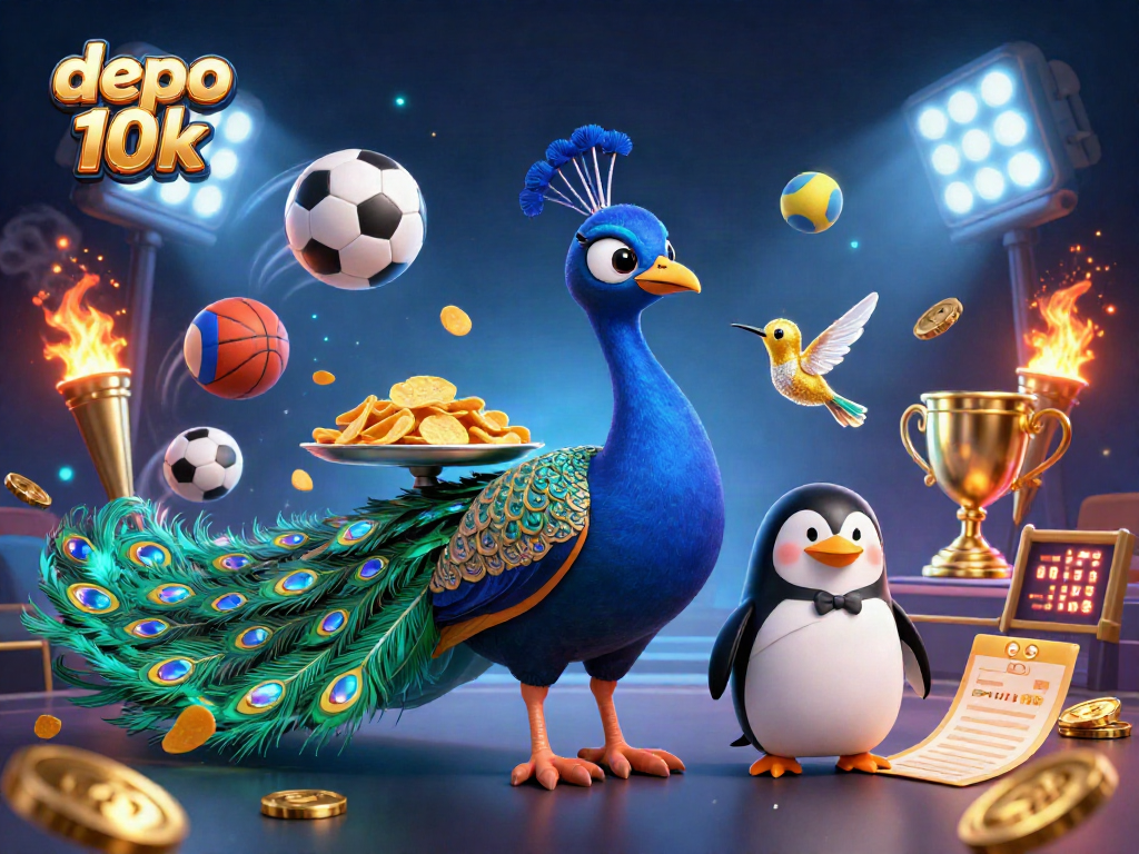 Win big with depo 10k in this vibrant, action-packed casino scene filled with lively gambling elements.