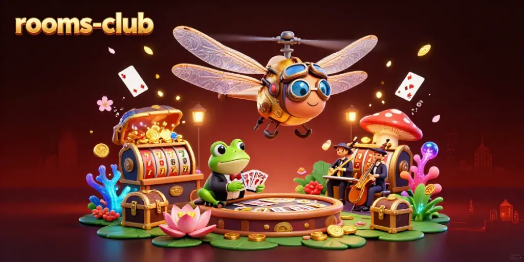 Gandakan kemenangan di rooms-club sambil bermain dengan croupier katak yang berurusan kartu.