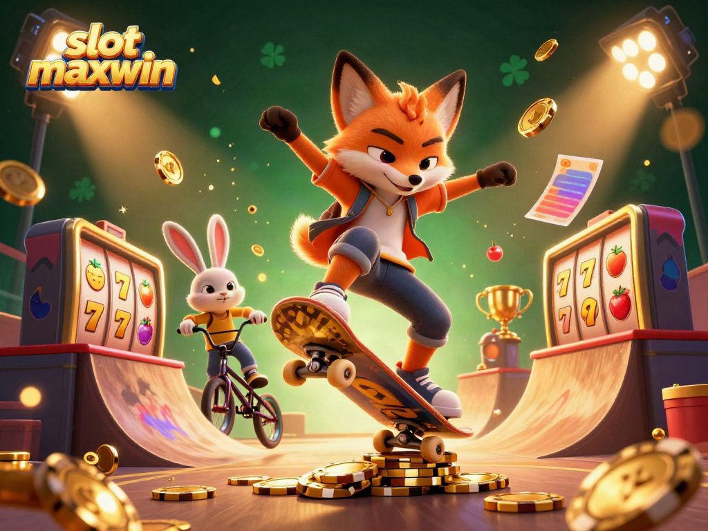 Experience slot maxwin in a hyper-detailed scene featuring animated characters and casino elements.