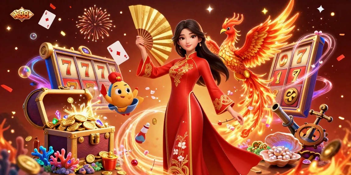 x88 triggers an exhilarating casino experience with vibrant slot reels and golden coins in a dynamic 3D scene.