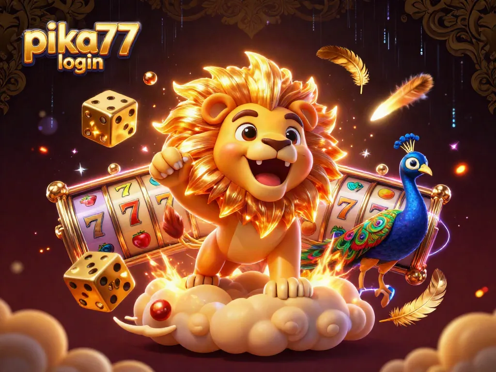 Experience the thrilling gameplay of pika77 login with vibrant gambling elements, golden dice, and 3D characters.