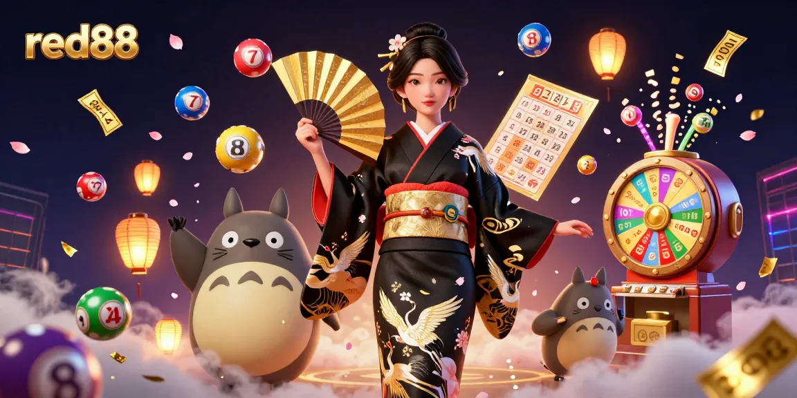Experience the excitement of winning with red88 in this vibrant gambling scene featuring colorful lottery elements.