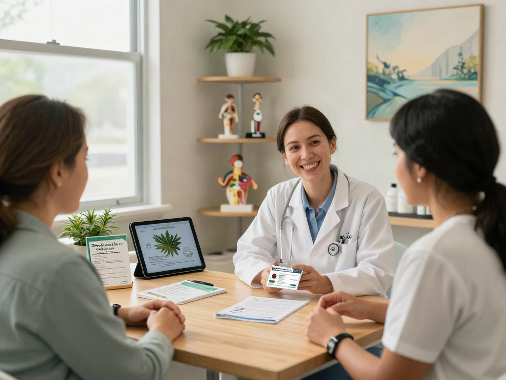 Consultation for Texas Medical Cannabis Card in friendly clinic setting.