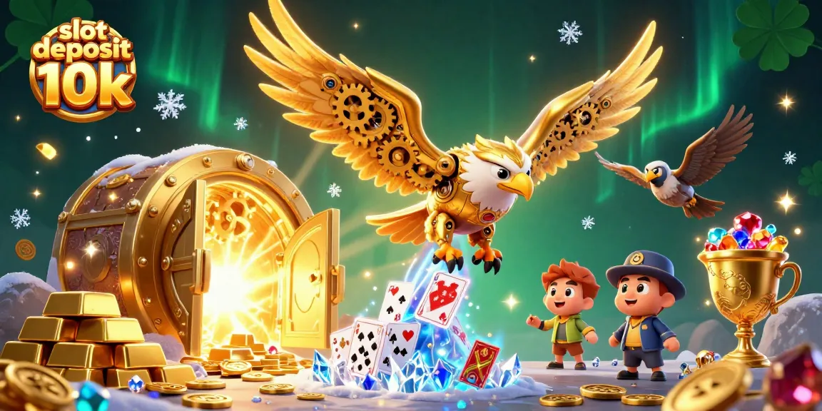 Experience thrilling action in the "slot deposit 10k" scene with a majestic eagle surrounded by dazzling casino elements.