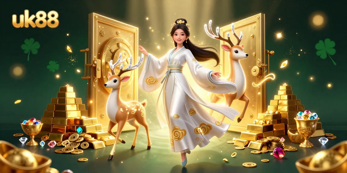 Engage with thrilling jackpots at uk88's vibrantly illustrated casino, showcasing rich treasures and dynamic gameplay.