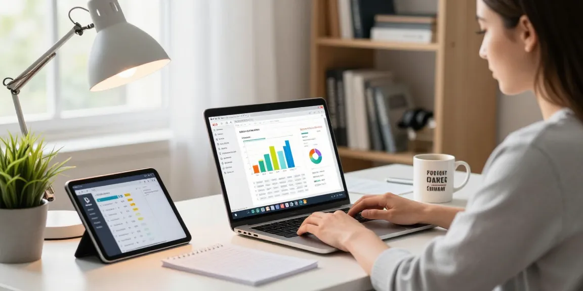 Download WPS Office in a modern home office setup with productivity tools.
