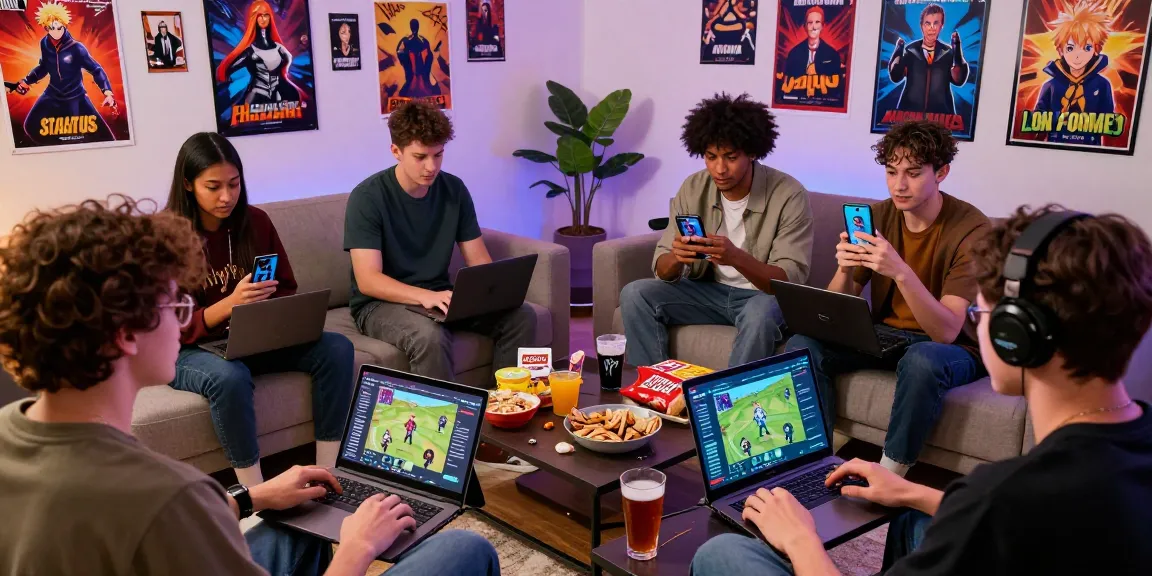 Players enjoying Status AI, a social media simulation game, in a vibrant setting.