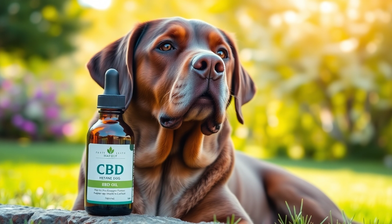 Promote CBD Oil For Dog to enhance your pet's health in a serene park setting.
