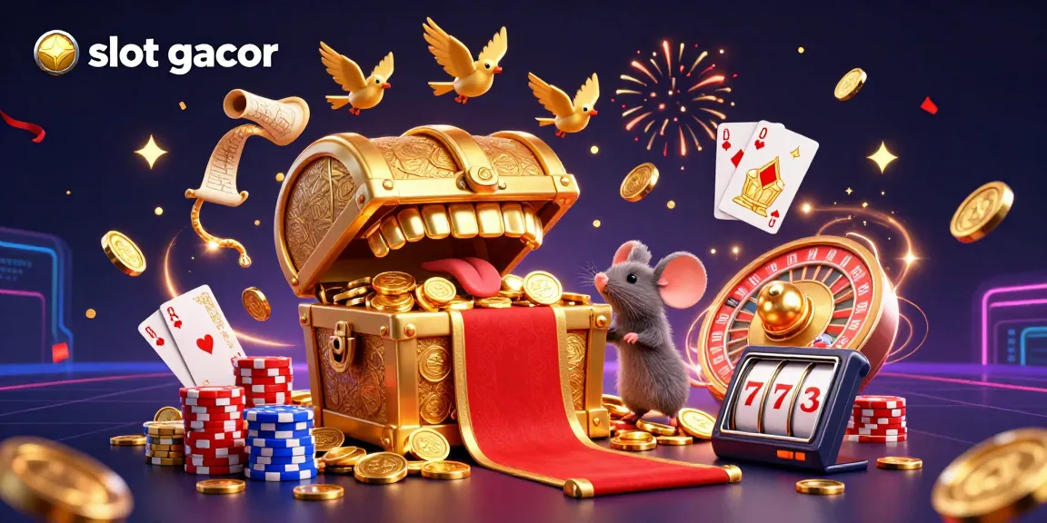 Menangkan slot gacor dengan gambar penuh durasi berwarna emas dan pencahayaan dinamis di dunia permainan kasino.