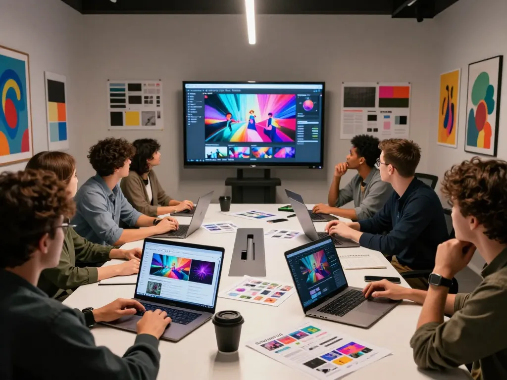 Collaborative team exploring seedance 2.0 video creation in a modern workspace
