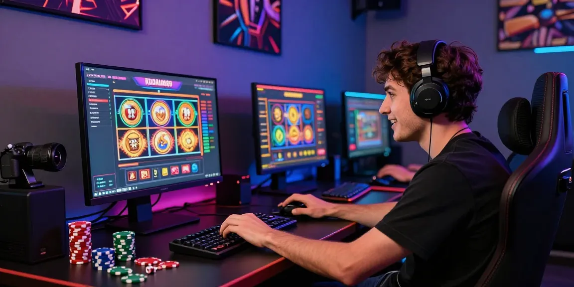 Pengguna kudaliar89 sedang menikmati permainan slot online modern dengan suasana ceria.