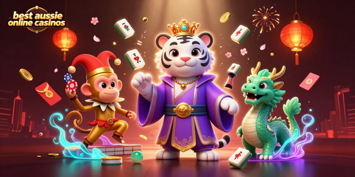 Experience the thrill at the best aussie online casinos with engaging characters and vibrant casino elements.