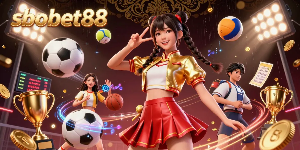 Bet on sbobet88 with excitement captured in a vibrant scene showcasing sports, trophies, and dynamic gameplay.