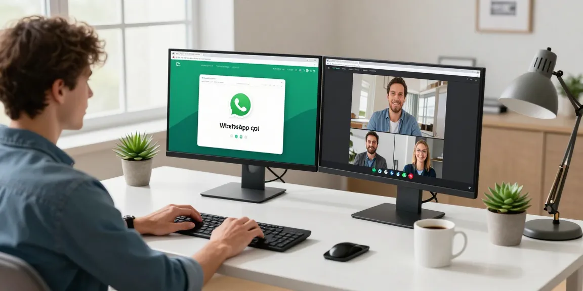 The professional using WhatsApp電腦版 at a modern workspace, enhancing business communication efficiency.