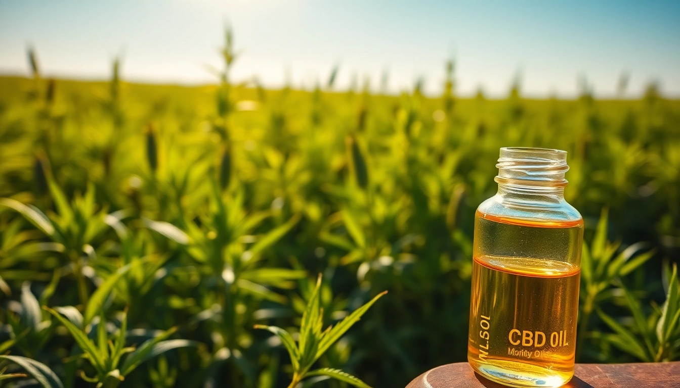 Extract CBD oil from lush green hemp plants against a serene backdrop.