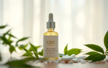 Apply CBD oil for skin placed elegantly among natural elements, showcasing its beauty benefits.