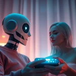 Engaging AI chat sex interaction showcasing a warm digital interface with a friendly character.