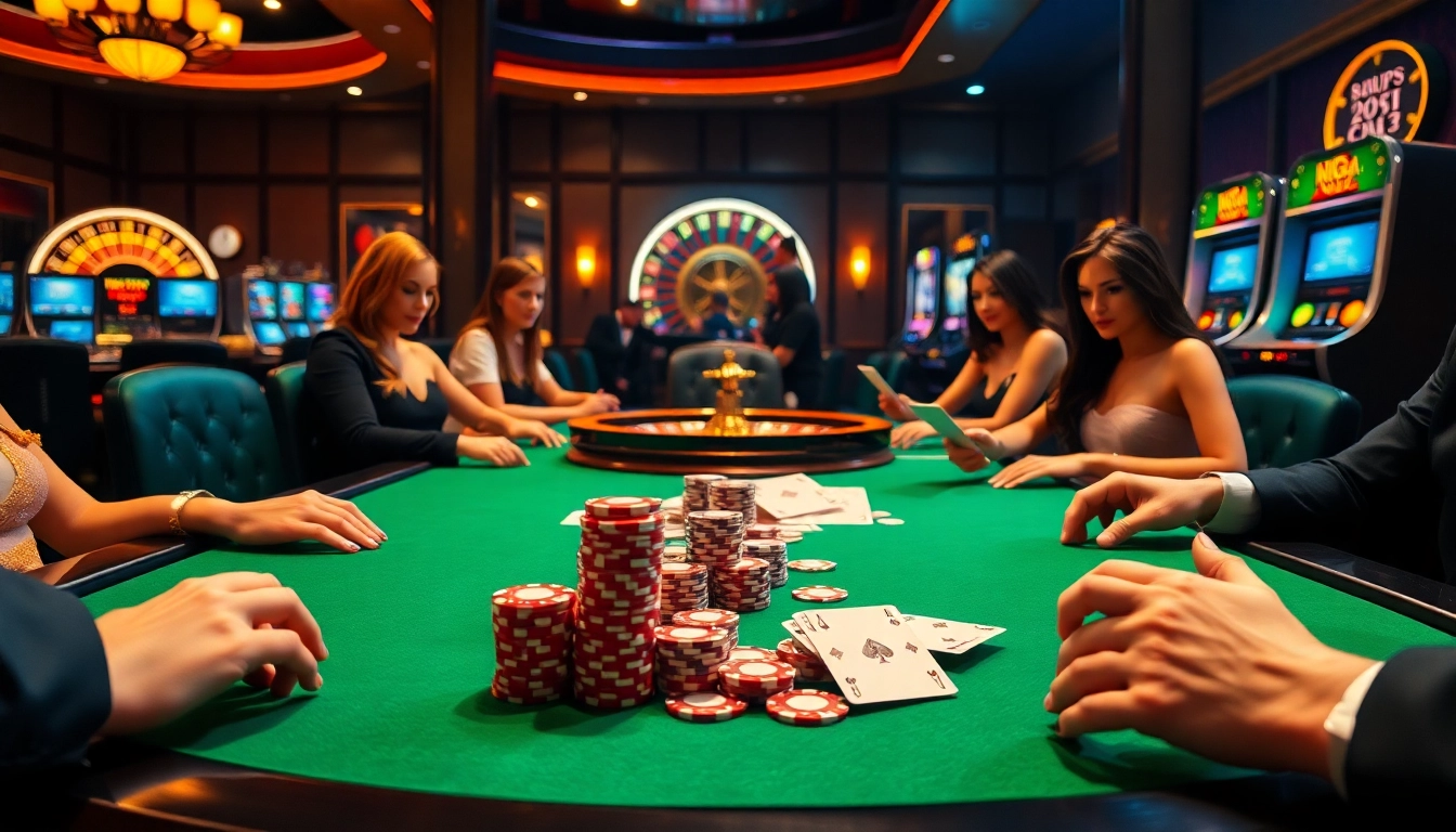 Engaging poker gameplay at a luxurious casino table with elements from https://rr88co.net/ enhancing the excitement.