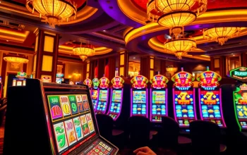Exciting gameplay at an idn slot machine in a luxurious casino environment.
