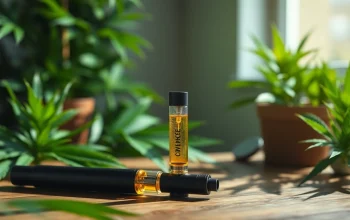 Vaping cbd oil vape in a serene environment with a sleek device and natural lighting.