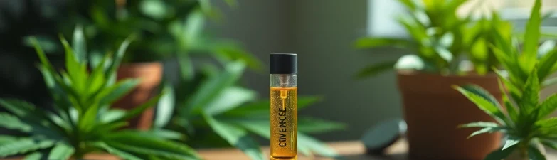 Vaping cbd oil vape in a serene environment with a sleek device and natural lighting.