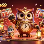 Winstrike69 players experience thrilling slot adventures and vibrant casino elements in this 3D illustration.