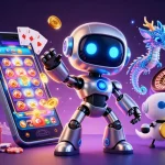 Experience excitement at casino online nederland with a 3D robotic casino scene showcasing gaming elements.