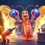 Join the thrilling action at n188 casino with vibrant shrimp characters celebrating their gaming wins.