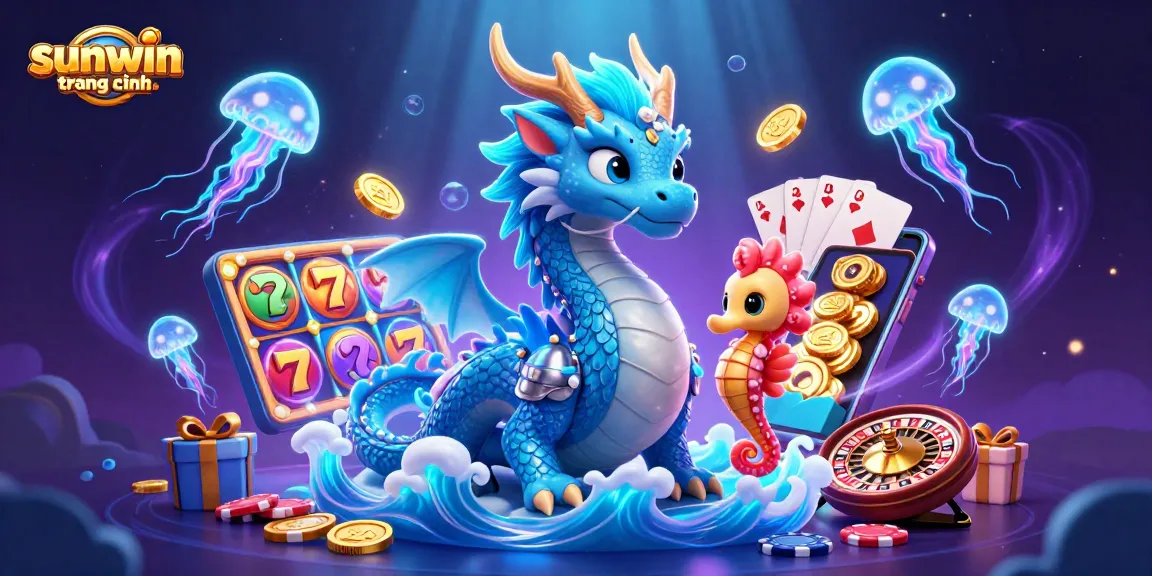 Experience excitement in the sunwin trang chính illustration showcasing a vibrant underwater casino scene.