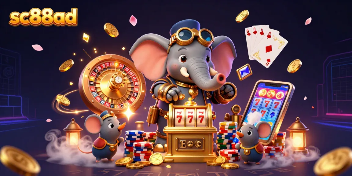 Experience thrilling gameplay with sc88ad's vibrant casino illustration featuring dynamic characters and winning elements.
