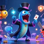 Experience Baccarat888 magic with a dazzling eel and anglerfish at a colorful casino!