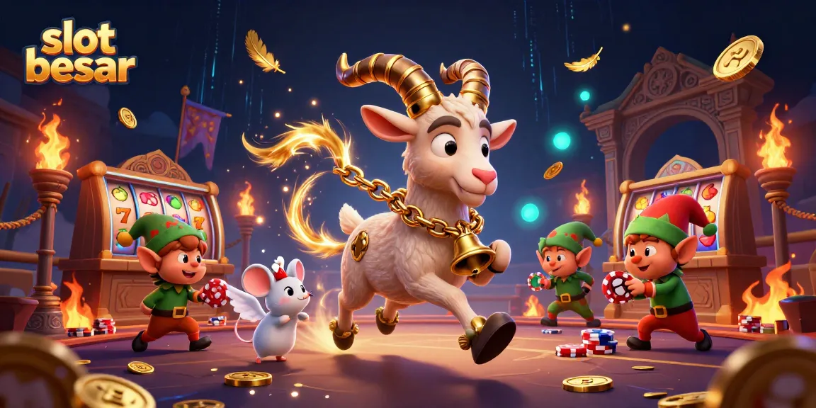 Engaging slot besar illustration featuring a festive Krampus goat at a chaotic casino game