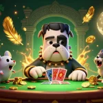 Engage in thrilling gameplay on dh88 while the Frankenstein bulldog deals cards in an immersive casino setting.