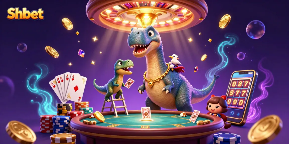 Shbet engages players at a dynamic casino scene with vibrant characters and game elements.