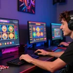 Pengguna kudaliar89 sedang menikmati permainan slot online modern dengan suasana ceria.