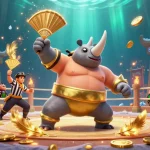 Experience an exciting sun win stomp as a beetle champion sends gold coins flying in this dynamic casino scene.