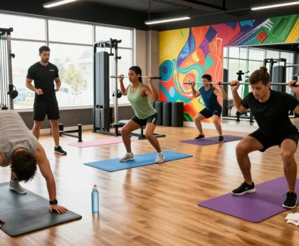 Scene of athletes training in a contemporary gym at Unique Pharma Steroid Shop, showcasing commitment to fitness.