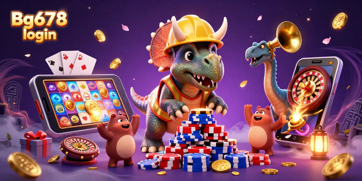 Engage with Bg678 login through this vibrant 3D casino illustration featuring exciting gaming elements.