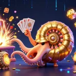 Engage with Toto 4D in this vibrant 3D casino scene featuring a mega jackpot and glowing elements.
