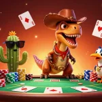 Engaging fashion blog illustration featuring a cowboy dinosaur and poker elements.