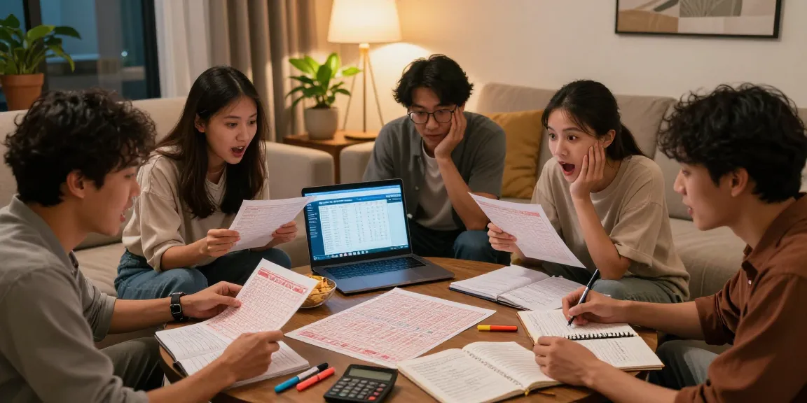 Analisis angka untung togel dalam suasana hangat bersama teman-teman, peta prediksi dan notepad di meja.