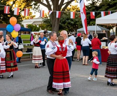 Community celebration at Polish festival highlighting https://www.sfpol.com/ cultural heritage with food, music, and traditional dance.